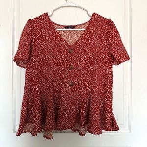 Red Floral Blouse